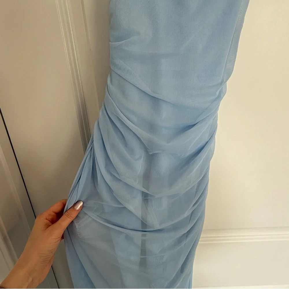 Abercrombie Mesh Racerback Maxi Dress-Light Blue-NWT